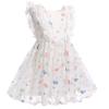 ABEWIP Girls Polka Dots Butterfly Tulle Ruffle Dress Toddler Girl Kids Flutter Sleeve Birthday Party Dresses White 100/3-4Y view 2