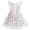 ABEWIP Girls Polka Dots Butterfly Tulle Ruffle Dress Toddler Girl Kids Flutter Sleeve Birthday Party Dresses White 100/3-4Y view 3