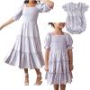 Mommy and Me Matching Dresses Short Sleeve Square Neck Tie Dye Floral Print Dress Family Matching Sundress Outfits (Women, Purple C, M) view 1