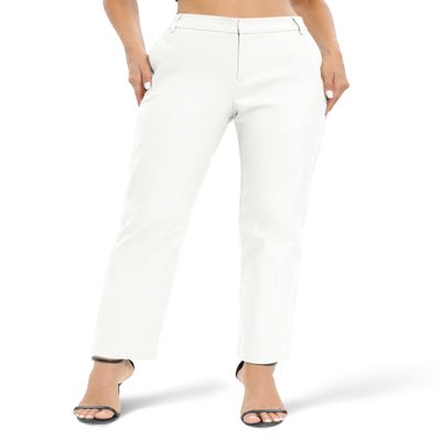 Urban CoCo Women's High Waist Work Pants Business Casual Office Dress Pants Trousers with Pockets(L,White), Large