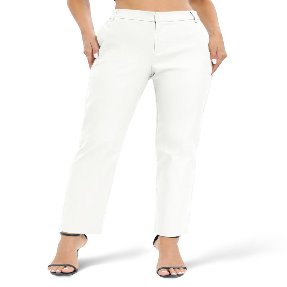 Urban CoCo Women's High Waist Work Pants Business Casual Office Dress Pants Trousers with Pockets(L,White), Large