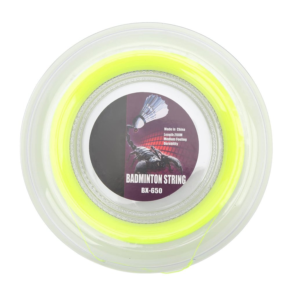 TANIQIACA Badminton Racket String 0.72mm 200m Racquet Wire Reel for Amateur Daily Training in Fluorescent Yellow