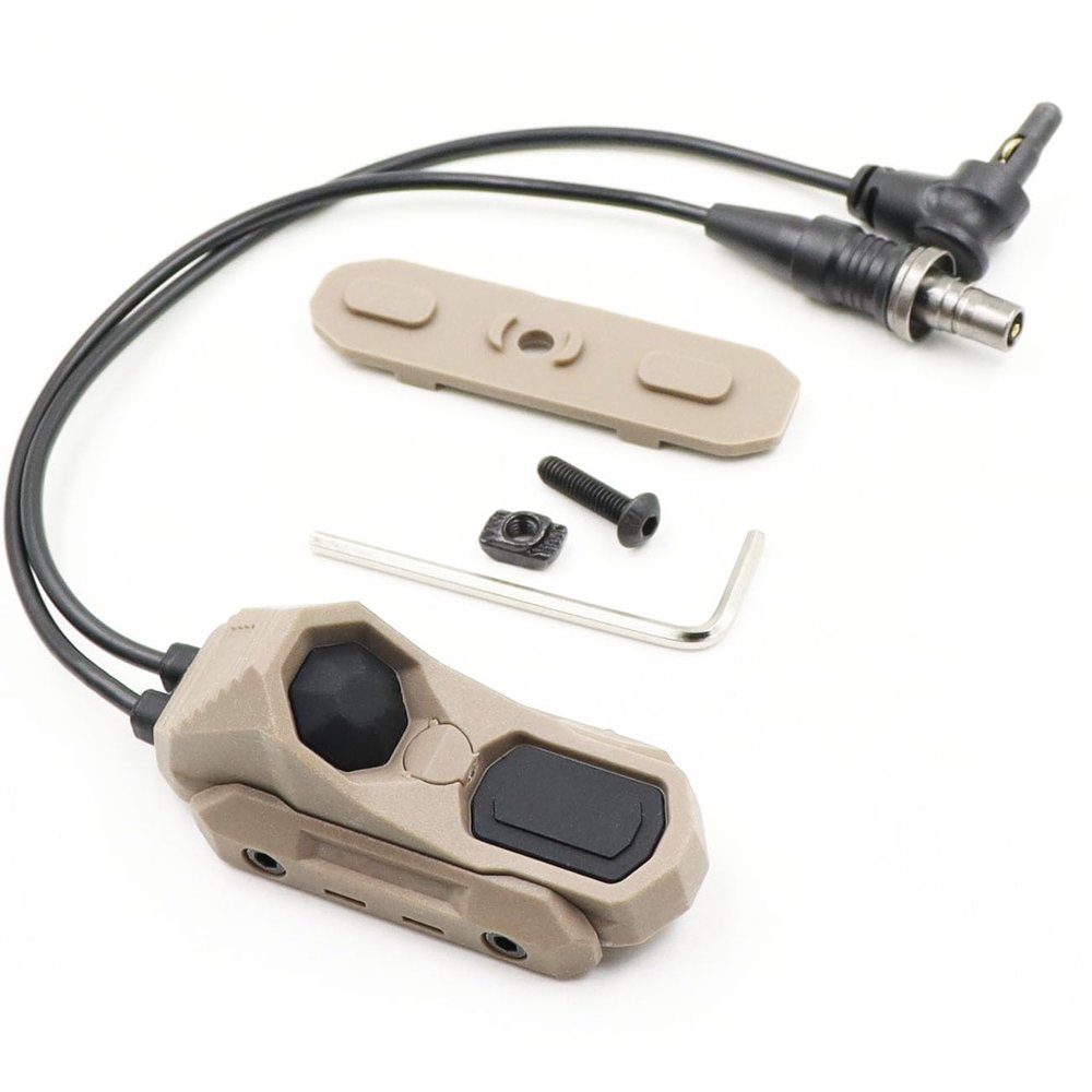 LThyzszb Tactical Dual Remote Pressure Switch Compatible with Crane Laser & SF M300/340/M600/640DF Weapon Lights and Lasers (Crane Laser Plug-Tan)