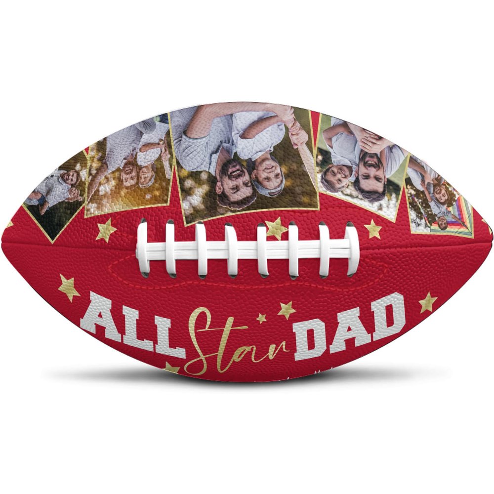 Jaydouble Custom Football Personalized Photo Football Best Dad Ever Gifts from Son Engraved Football Gifts for Dad Birthday Father's Day for Dad, Design 06