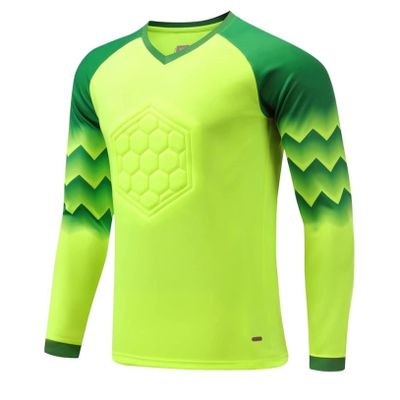 Freebily Kids Boys Girls Soccer Goalie Jersey Long Sleeve Football Padded Shirt Mens Goalkeeper Jersey Fluorescent Green 11-13 Years