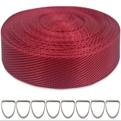 ZHFMILY 3/8 inch Maroon Webbing Strap-10 Yards-10mm Flat Heavyweight Webbing Cloth Fabric Strapping for Handbag, Seatbelt Strap, Lawn Chair,Dog Leash, DIY Projects, Crafts, Sewing(#248)