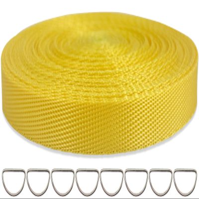 ZHFMILY 3/8 inch Yellow Webbing Strap-10 Yards-10mm Flat Heavyweight Webbing Cloth Fabric Strapping for Handbag, Seatbelt Strap, Lawn Chair,Dog Leash, DIY Projects, Crafts, Sewing # 243