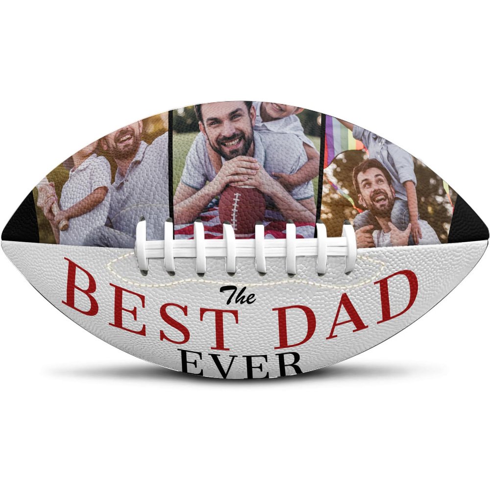 Jaydouble Custom Photo Football - Best Dad Ever Gift from Wife; Engraved Football for Coach, Father's Day