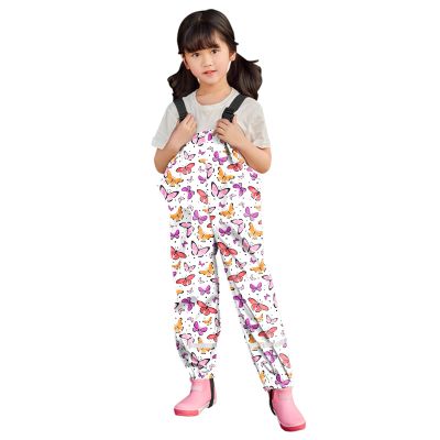 NineFit Basics Kids Toddler Suspender Rain Pants Windproof Mud Jumpsuit Boy Girl Water-Proof Rain ib (Multicolor-A, 8-9 Years)