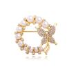 WCB1FPu Ladies Brooch Personality Brooch Diamond Pearl Butterfly Brooch Temperament Fashion Corsage Fixed Clothes Pin (B) view 1