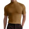 Generic Men's Mock Turtleneck T-Shirts Short Sleeve Pullover Sweater Basic Undershirt Slim Fit Top Brown, XX-Large view 1