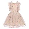 ABEWIP Girls Polka Dots Butterfly Tulle Ruffle Dress Toddler Girl Kids Flutter Sleeve Birthday Party Dresses Apricot Polka Dots 100/3-4Y view 1