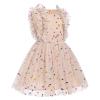 ABEWIP Girls Polka Dots Butterfly Tulle Ruffle Dress Toddler Girl Kids Flutter Sleeve Birthday Party Dresses Apricot Polka Dots 100/3-4Y view 2