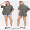 EXLURA Womens Summer Oversized T Shirts 2025 Casual Short Sleeve Loose Maternity Tops Crewneck Tunic Plus Gym Workout Top Dark Grey view 2