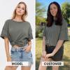 EXLURA Womens Summer Oversized T Shirts 2025 Casual Short Sleeve Loose Maternity Tops Crewneck Tunic Plus Gym Workout Top Dark Grey view 4