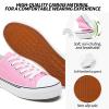 Adokoo Canvas Tennis Shoes for Women Low Top Casual White Bright Pink Sneakers for Women Lace Up Fashion Comfortable Walking Shoes (Bright Pink,10) view 2
