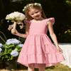 Arshiner Pink Dress for Girls Summer High Low Twirl Tiered Party Wedding Tie Back Sundress Size 6 view 2
