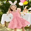Arshiner Pink Dress for Girls Summer High Low Twirl Tiered Party Wedding Tie Back Sundress Size 6 view 3