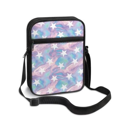 TODIYADDU Purple Marble Sling Bag for Women Crossbody Purse Star Tie Dye Messenger Bag Small Shoulder Bag Mini Phone Pouch Purse with Adjustable Strap and Zip Pocket Portable Chest Bag Gifts