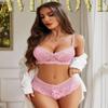 Avidlove Womens Lingerie Set Lace Bra and Panty Outfits Strappy Babydoll Set Pink XL view 2