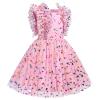 ABEWIP Girls Polka Dots Butterfly Tulle Ruffle Dress Toddler Girl Kids Flutter Sleeve Birthday Party Dresses Pink Butterfly 100/3-4Y view 2