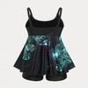 ROSE GAL Womens Plus Size Curve Butterfly Padded Boyleg Modest Tankini Swimsuit(Black_5/5X) view 2