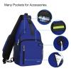 MOSISO Sling Backpack Bag, Crossbody Shoulder Bag Travel Hiking Daypack Chest Bag with Front Square Pocket&USB Charging Port, Royal Blue view 3