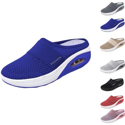 GERRIT Women's air Cushion Slip-on Walking Shoes, Women's Orthopedic Sports and Casual Thick-Soled Backless Tennis Sandals (Royal Blue,8.5)