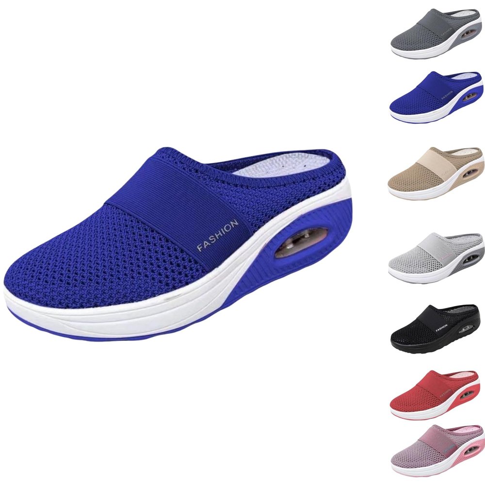GERRIT Women's air Cushion Slip-on Walking Shoes, Women's Orthopedic Sports and Casual Thick-Soled Backless Tennis Sandals (Royal Blue,8.5)