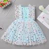 ABEWIP Girls Polka Dots Butterfly Tulle Ruffle Dress Toddler Girl Kids Flutter Sleeve Birthday Party Dresses Blue Polka Dots 130/7-8Y view 3