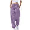 Grey Sweatpants for Women Trendy Baggy Cinch Bottom Joggers Khakis Pants for Women High Waisted Elastic Athletic Fit Lounge Trousers with Pockets A2-Purple view 1