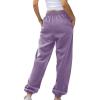 Grey Sweatpants for Women Trendy Baggy Cinch Bottom Joggers Khakis Pants for Women High Waisted Elastic Athletic Fit Lounge Trousers with Pockets A2-Purple view 2