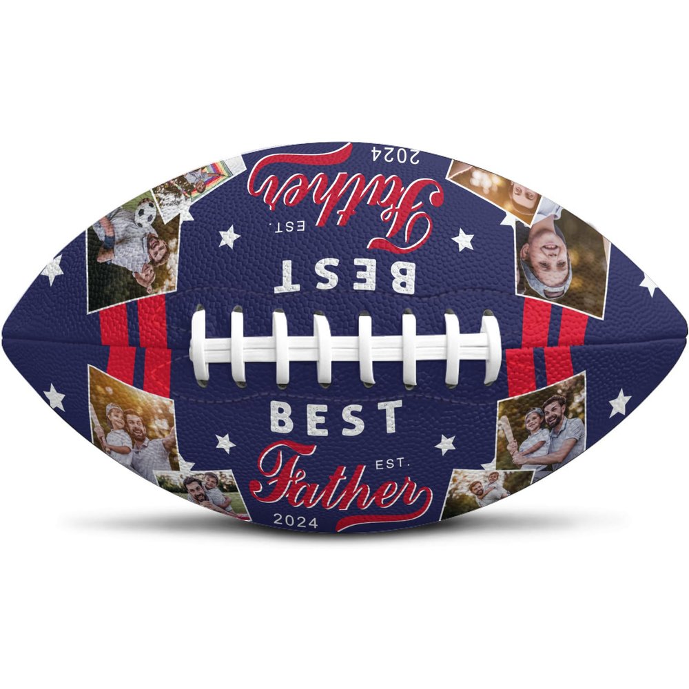 Jaydouble Custom Football Father's Day Gifts Personalized Photo Football Best Dad Ever Gifts Engraved Football Gifts for Coach Dad Father's Day Christmas Gifts for Dad, Design 07