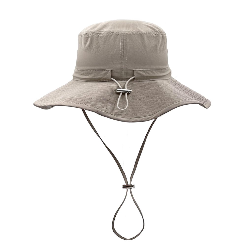 HOPSOOKEN Waterproof Bucket Rain Hat for Women Wide Brim UV Protection Foldable Mesh Soft Boonie Beach Fishing Cowboy Hat Men (Beige,L)