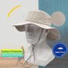 HOPSOOKEN Waterproof Bucket Rain Hat for Women Wide Brim UV Protection Foldable Mesh Soft Boonie Beach Fishing Cowboy Hat Men (Beige,L) view 2