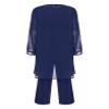 Kvysinly Women's Chiffon 3 Pieces Mother Suit Pants Set Flower Embroidery Wedding Guest Party Evening Outfit Navy Blue L/0XL view 4
