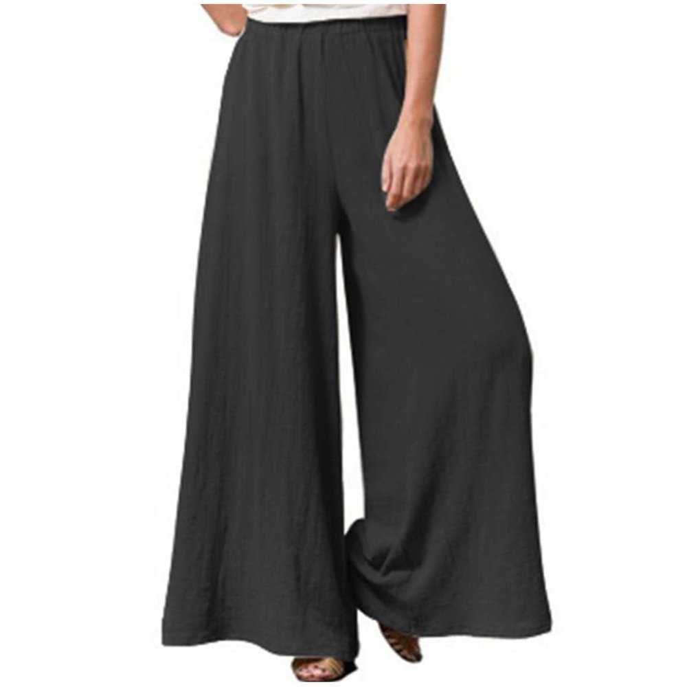 NineFit Basics Wide Leg Pants Woman, Lounge Pants Women Boho Pants Women Palazzo Pants Summer Boho Wide Leg High Waist Casual Lounge Yoga Pants with Pockets Trousers 01 Black XXL