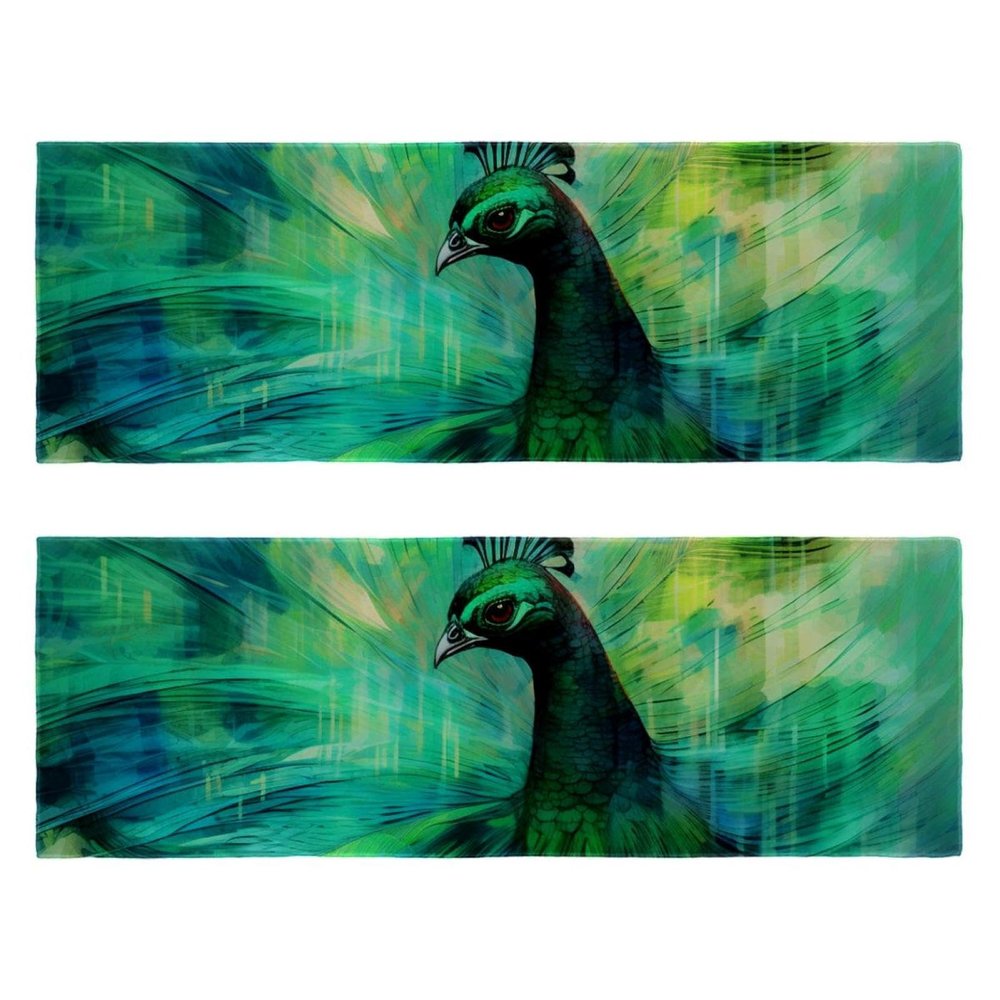 VTGHDEEQ Yoga Towel,Hand Towels,Microfiber Sweat Towel for Gym,Abstract Blue Peacock,2-Pc, 11.5x32 in, T0ql4lhtazqg, Cj5v8axdziol