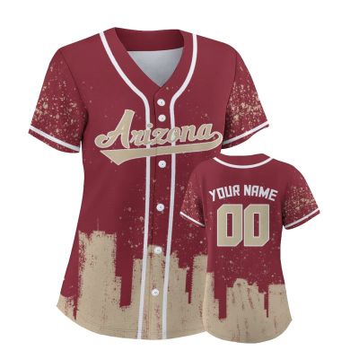 Custom Baseball Jersey for Women Hockey City Skyline Design Hip Hop Button Down Shirt Stitched/Printed Personalized Name & Number Fans Gift for Hockey Mom Women Girls S-4XL