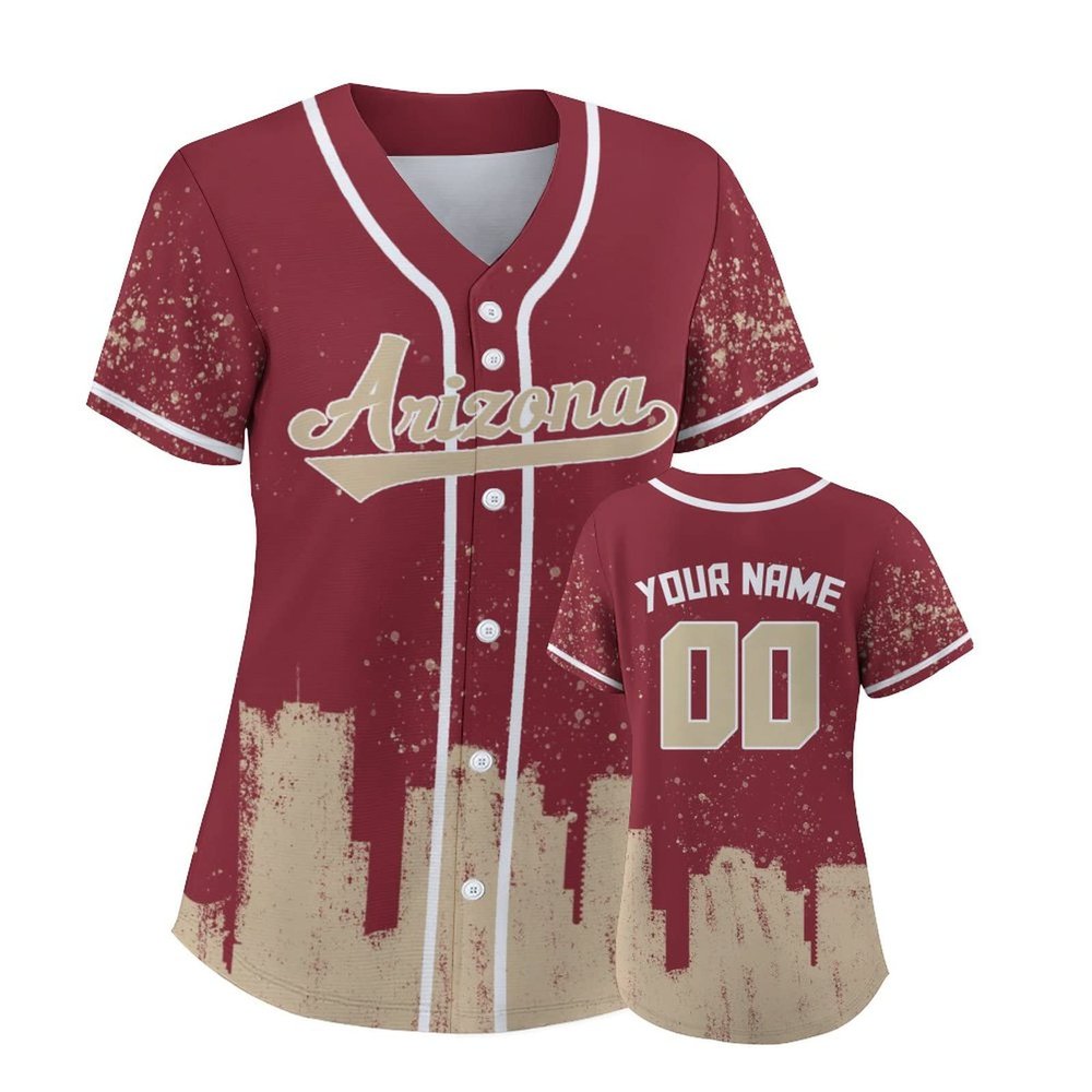Custom Baseball Jersey for Women Hockey City Skyline Design Hip Hop Button Down Shirt Stitched/Printed Personalized Name & Number Fans Gift for Hockey Mom Women Girls S-4XL