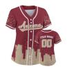 Custom Baseball Jersey for Women Hockey City Skyline Design Hip Hop Button Down Shirt Stitched/Printed Personalized Name & Number Fans Gift for Hockey Mom Women Girls S-4XL view 1