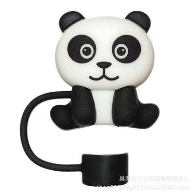 Panda Straw Hat Cover for Stanley 40&30 Oz Cup, 10mm Silicone Covers Cap for Stanley Cup Accessories, Cute Straw Topper for Tumblers, Cap Stopper for Reusable Tip Lids (DM365)