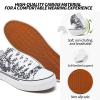 Adokoo Canvas Tennis Shoes for Women Low Top Casual White Beige Flower Sneakers for Women Lace Up Fashion Comfortable Walking Shoes (Beige Flower,10.5) view 2
