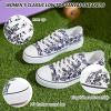 Adokoo Canvas Tennis Shoes for Women Low Top Casual White Beige Flower Sneakers for Women Lace Up Fashion Comfortable Walking Shoes (Beige Flower,10.5) view 3