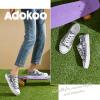 Adokoo Canvas Tennis Shoes for Women Low Top Casual White Beige Flower Sneakers for Women Lace Up Fashion Comfortable Walking Shoes (Beige Flower,10.5) view 4