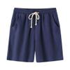 Men's Linen Casual Classic Shorts Elastic Waist Summer Beach Short Pants Drawstring with Pockets Lightweight Short (Blue,X-Large) view 1