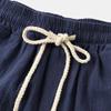 Men's Linen Casual Classic Shorts Elastic Waist Summer Beach Short Pants Drawstring with Pockets Lightweight Short (Blue,X-Large) view 3