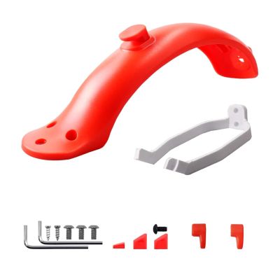 YYDStes Compatible With Electric Scooter Compatible With Xiaomi M365 Pro Fenders Wings Plastic Rear Mud Guard Support Protection Parts With Screws Rubber Stopper (Color : Rojo)