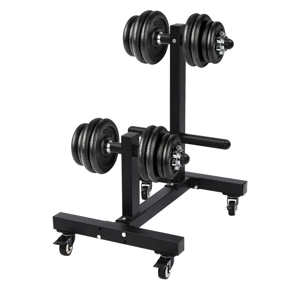 Dumbbell Rack, Dumbbell Plate Rack Dumbbell Rack Double Column Mobile Dumbbell Weights Storage Organizer, 1100LBS Weight Capacity, for Home Gym Fitness