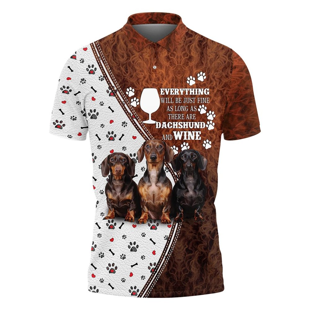 Dachshunds Polo Golf Shirts for Men Women - Wine Cheerful Polo Shirts Short Sleeve Mens Polo Shirts Dry Fit Serie 72 Size 2XL